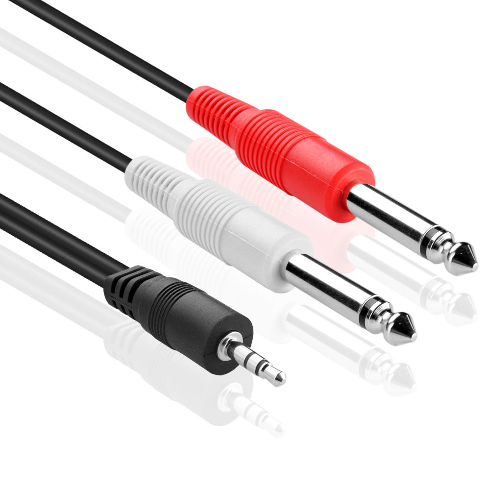TNP Premium Audiokabel 4,57 m 3,5 mm-TRS-auf-Dual-0,64 cm-TS-Audiokabel 3,5 mm-Stecker 0,32 cm-Stereo-Aux-auf-6,35 mm-Adapter-Verbindungskabel mit Klinkenstecker